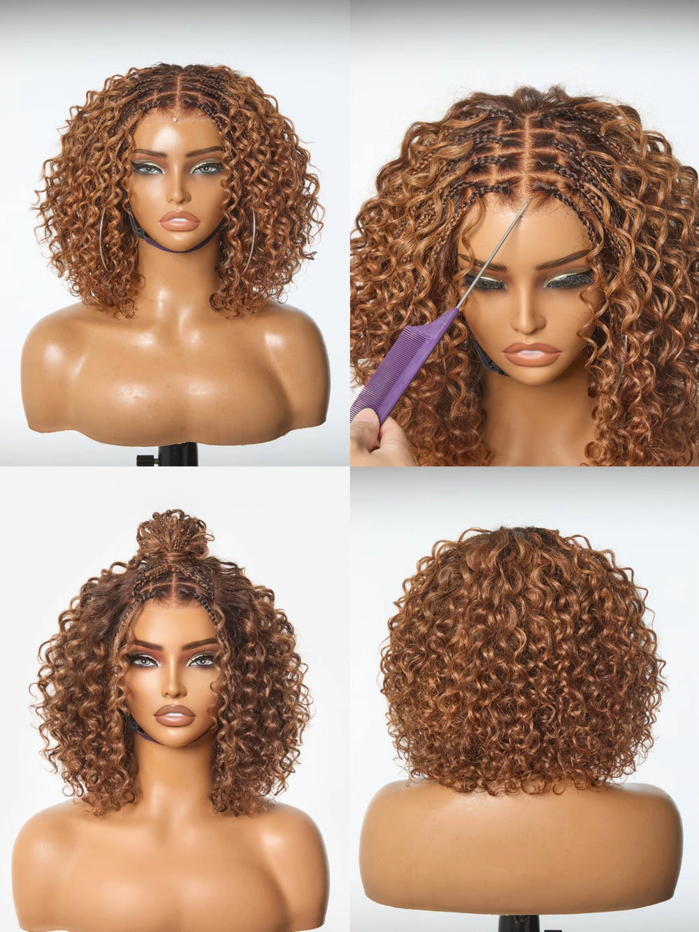 Honey Bob Human Hair Braided Wig